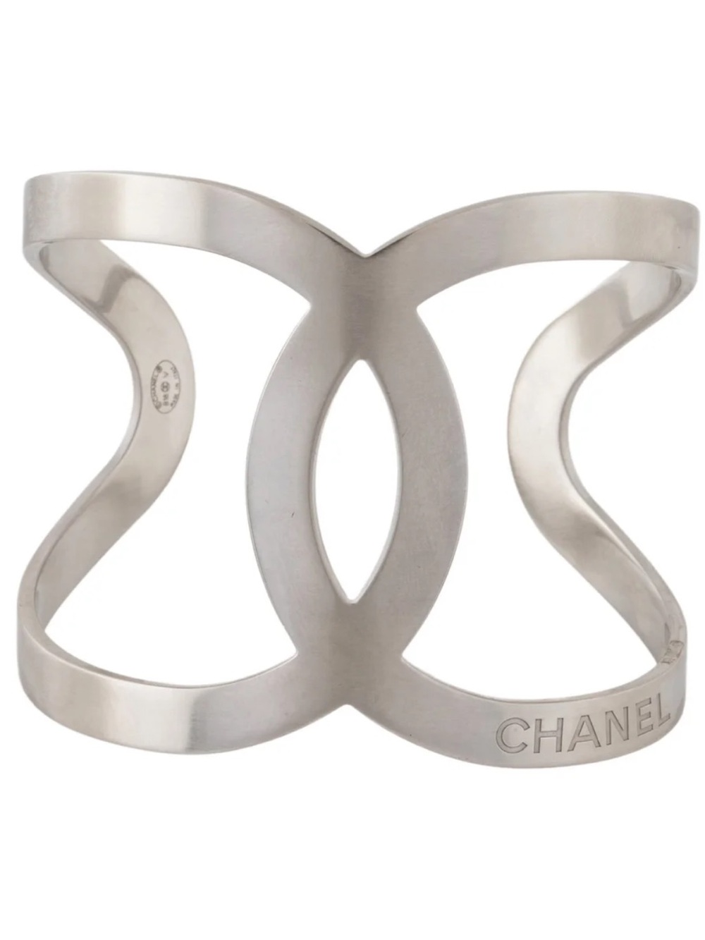 Chanel Silver Interlocking CC Cuff Bracelet